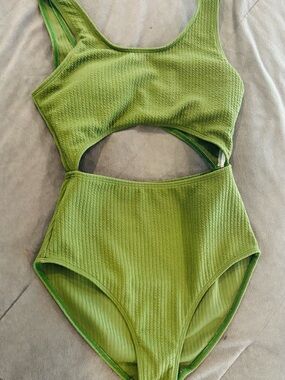Olive Green Cutout One-Piece Swimsuit